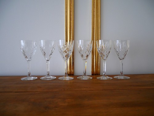 Lot verres eau cristal - , à
